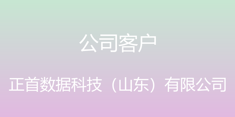 公司客户 - 正首数据科技（山东）有限公司